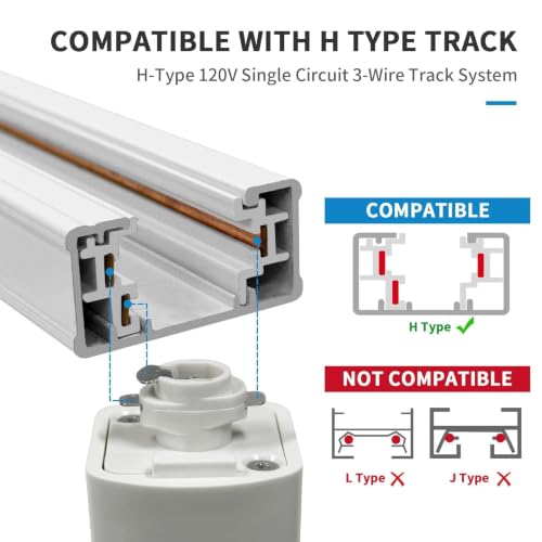 2-Set 5-Color 6-Light LED Track Lighting Kit with 6.6FT H Type Track Lighting Rail, Dimmable Track Lights with Floating Canopy, Ceiling Spot Light Flicker Free, CRI90+, 36° Beam 10W 800lm, White by mw - Used condition - Image 7