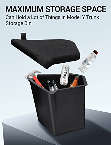 Basenor 2022-2023 Tesla Model Y Trunk Organizer Waterproof Rear Trunk Storage Bins Side Box With Carpeted Lip Interior Accessories Set Of 2 For Model Y 5-Seater #TOP6