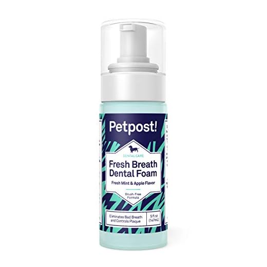 Petpost | Espuma De Aliento Fresco para Perros - Solución Dental con Sabor a Menta Y Manzana Que Mata El Mal Aliento - Caries Y Caries Dental - Tratamiento De Limpieza Natural De Los Dientes