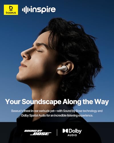Image of Baseus Inspire XP1 Adaptive Noise Cancelling Earbuds, Sound by Bose, Dolby Audio, Premium Real-Time Adaptive ANC, Adaptive Tuning Sound, Natural Fit Design, 6-Mic Adaptive Clear Calls, 45H Playtime