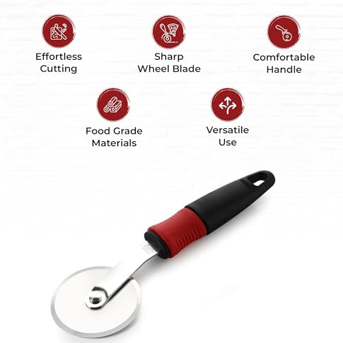 Image of Royal Stainless Steel Pizza Cutter for Kitchen, Premium Cutter for Smooth Cutting of Sandwich, Paratha, Chapati, Wheel Type Cutter Blade, Food Grade Pizza Cutter with Sharp Blade