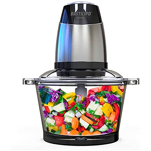 Bastilipo PE-350-2 - 0739 - Picadora electrica de Alimentos de 350w y Capacidad de 2 Litros. Multifunción (Pica, Tritura, Pulveriza, Trocea) - Cuchillas de acero inoxidable desmontable - 2 Velocidades
