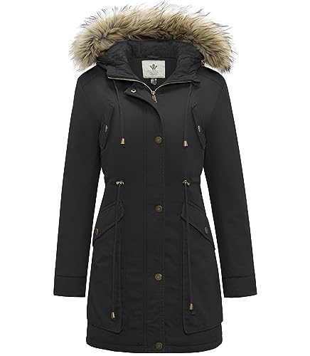 Amazon.com: WenVen Women's Winter Hooded Faux Fur Lined Drawstring