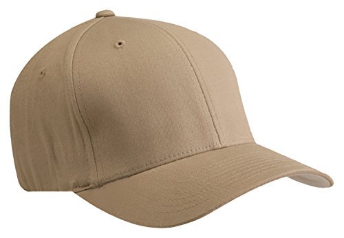 Yupoong Flexfit Hard Buckram Panels Mid-Profile Cap, Khaki, Large / X-Large