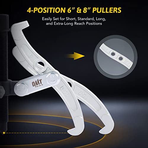 Orion Motor Tech Omt Gear Puller Set, 3" 4" 6" 8" 3 Jaw Puller Kit For Pulley Gear Bearing Flywheel Removal, Heavy Duty Pulley Puller With Reversible Jaws 4 Pcs Bearing Puller Tool Kit #TOP4