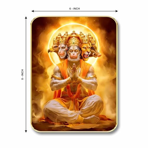 Image of SAF Divine Panchmukhi Hanuman Wall Art with Table Top Stand & Wall Hanging Hole | Premium MDF Religious Painting for Mandir Living Room Office Home Decor Gift
