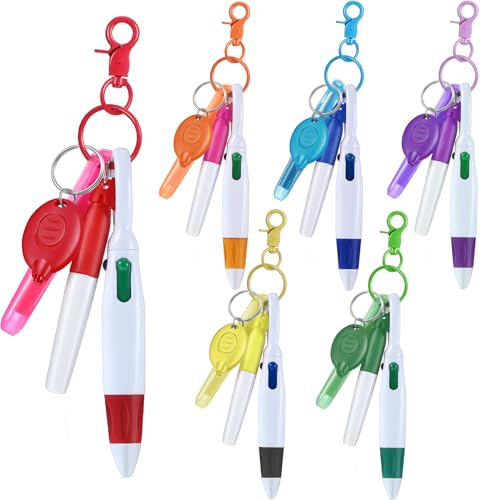 Chinco 30 Pcs Nurse Badge Pen Set Cna Week Gifts Bulk Retractable Shuttle Pen Clip with Mini Highlighter Marker LED Keychain