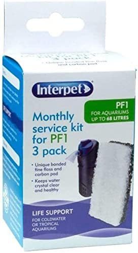 Interpet Monthly Service Kit for Interpet PF Mini Aquarium Power Filter, floss and carbon bonded replacement foams (Pack of 3)