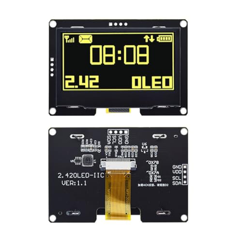 Módulo de pantalla OLED Hailege de 2,42' SSD1309 128x64 Módulo de pantalla LCD OLED de 2,42 pulgadas y 4 pines (amarillo IIC)