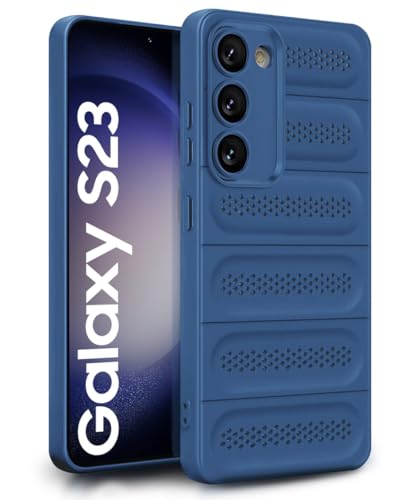 Image of WOW IMAGINE Ultimate Silicone Back Cover Case for Samsung Galaxy S23 5G | Heat Dissipation Thin Soft TPU | 360 Camera Protection | Breathable Cooling Holes - Deep Blue