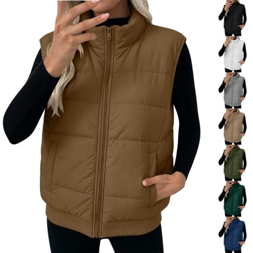 Women Quilted Puffer Vest Stand Collar Full Zip Winter Jacket 2026 - image 1
