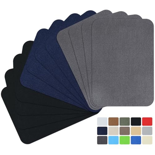 12Pcs Fabric Repair Patches, Iron-on Patches Inside & Outside for Jeans Clothing, Premium Quality Patches with Strongest Glue, Size 3' by 4-1/4' (7.5 cm x 10.5 cm) Mix Colors 5