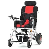 Full Safety Ergonomic Electric Kid's Wheelchair with Safety Vest/Hip and Thigh Supports & Proactive Seating Position, Adjustable Headpillow, LED Headlights & Turn Signals, Portable Only 47 lbs - Red