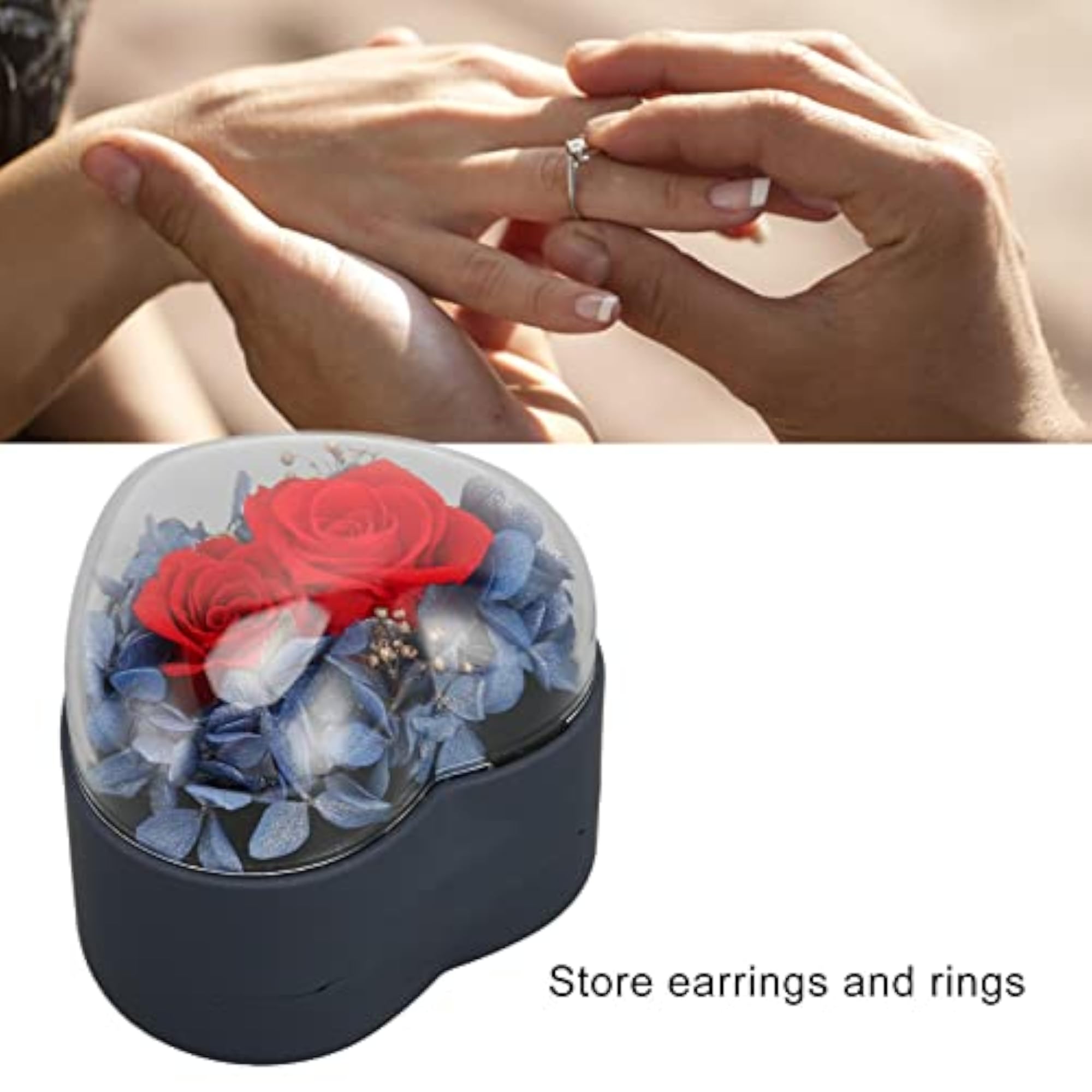 Eternal Rose Box Romantic Heart-Shaped Flip Box