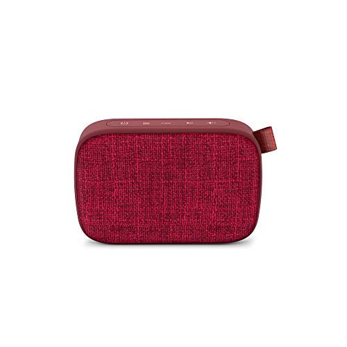 Energy Sistem Fabric Box 1+ Pocket 446469 - Altavoz Portátil (TWS, Bluetooth V5.0, 3W, USB & MicroSD Player, FM Radio, Audio-In), Color Rojo Cherry, 118 x 78 x 39 mm