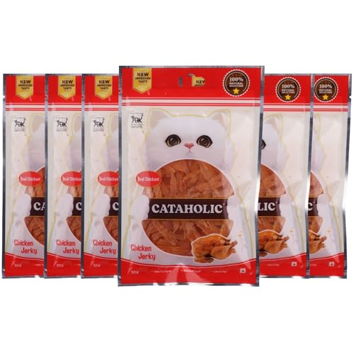 Image of Cataholic Soft Chicken Jerky Sliced 50 G Premium Protein Treats for Cats High-Protein, Low-Fat Tasty & Nutritious Cat Snack (Pack of 6),All Life Stages
