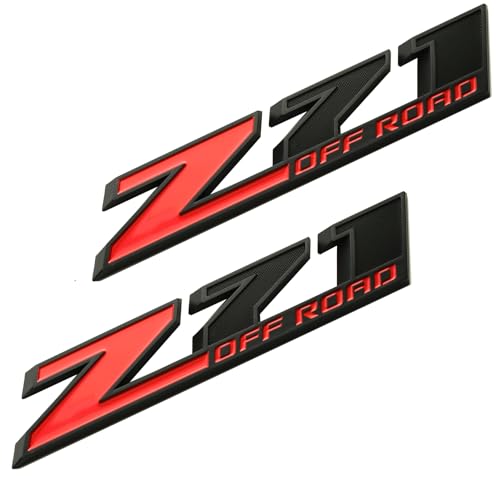 Image of 2pcs New Big Z71 Off Road Emblems 10 inch Badge Compatible with 2009-2018 Colorado Tahoe Silverado Sierra Suburban 2500Hd 3500Hd Offroad (Black Red)