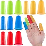 ANCIRS 12 Pcs Hot Glue Gun Finger Protectors, 3 Sizes Silicone Finger Tips Covers, Thimble Finger Guard, Thumb Finger Caps for Hot Glue, Home and Office Use (Red Blue Green Orange)