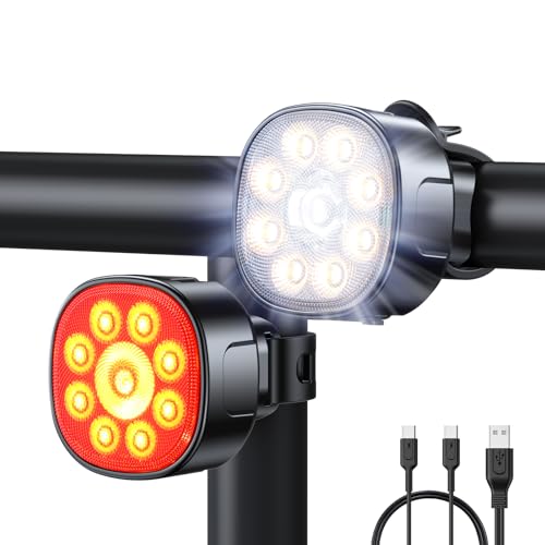 Babacom Luces Bicicleta Delantera y Trasera con Foco de Inundación Leds para Ciclismo Seguridad [8+7 Iluminación Modos & Impermeables IP65] - Accesorios Iluminación Bicicleta Niños
