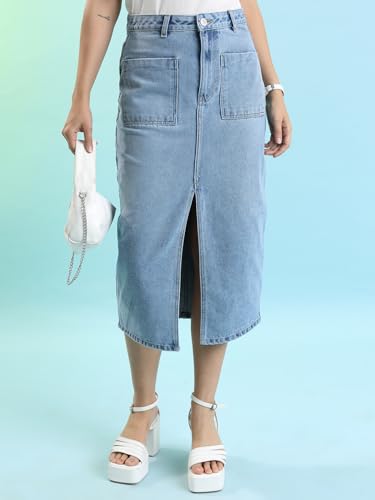 Image of Tokyo Talkies Women's Straight Fit Straight Skirts| Mid-Rise| Women Skirt | Skirt for Women