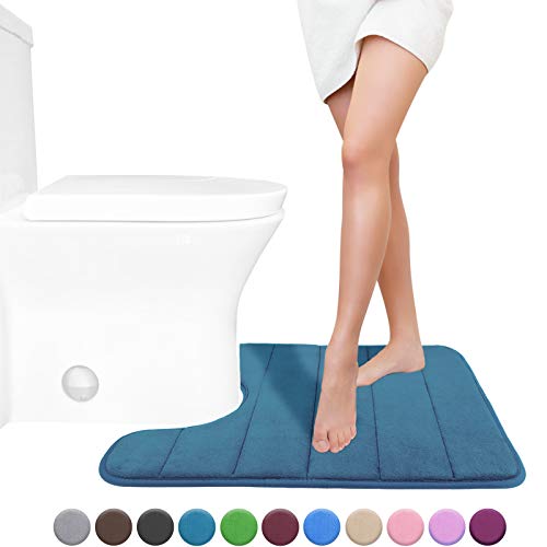 Yimobra Memory Foam Toilet Bath Mat U-Shaped, Soft and Comfortable, Water Absorption, Non-Slip