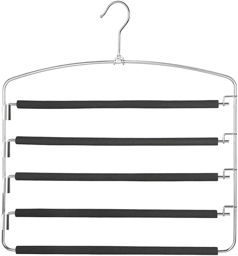 Pants Hangers 5 Layers Metal Slack Magic Non-Slip Foam Padded Swing Arm Space Saving Hanger Clothes Closet Storage Organ