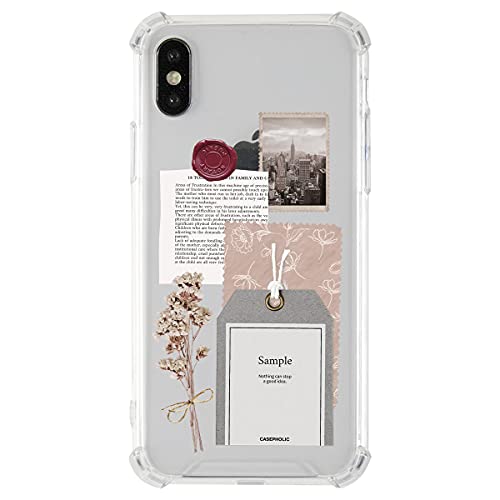 松平商会 CASEPHOLIC ギフトスクラップ iPhone X/Xs ドライフラワー ミニブーケ 包装紙 タグ 古書 ギフトラッピング TPUケース スマホカバー TPU Apple アップル おしゃれ 人気 かわいい オリジナル インスタ映え