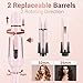 Curlicue Automatic Curling Iron Hair Curler，Replaceable Curling Wand w/ 2 Sizes Barrel (1''，1.25'') & 3 Temps，Hair Waver w/ Anti-Tangle & Auto-Off，Double Voltage Rotating Curling Iron Long Hair-Rose