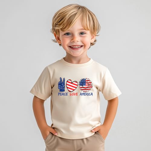 Independence Day 4th of July Shirt for Toddler Boys Girls Kids, USA Flag Red White Blue T-Shirt Tee 2-8T2