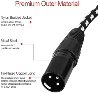 VANDESAIL XLR Cables 25ft 2 Pack, Durable Nylon Braided XLR Microphone Cable, Mic Cable, Shielded and Fully Balanced OFC Male to Female Cord for Recording Mixer Amplifie Speaker Black White