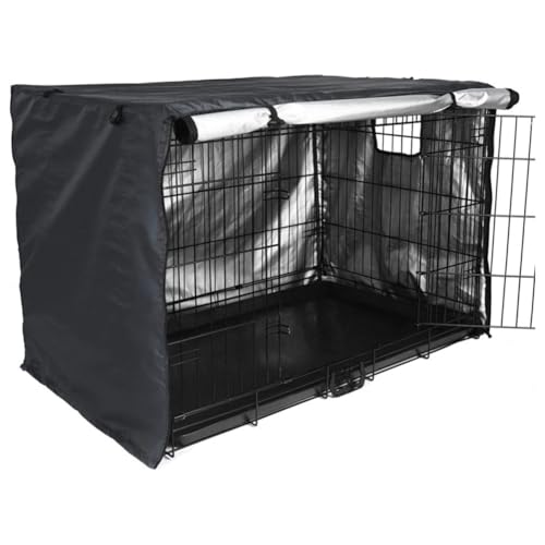NiuLumea Funda para jaula de perro de 24 a 48 pulgadas, tela Oxford con malla transpirable para ventanas, diseño abierto lateral y frontal, color negro