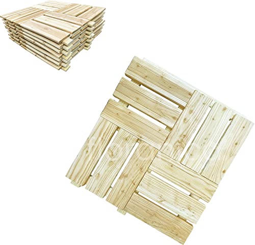 Floranica Mosaico de Madera para terrazas 1 Pieza 60x60 cm Baldosas de jardín Alerce Color Natural Suelo de Patio Terraza Balcón Tarima de jardín Baldosas de jardín Impregnado Producto de la UE