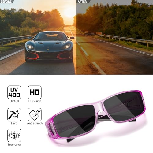 Image of HAOLOTA Night Vision Driving Over Glasses, Polarized Nighttime Glasses Men Women Anti Glare Yellow Tinted Lens