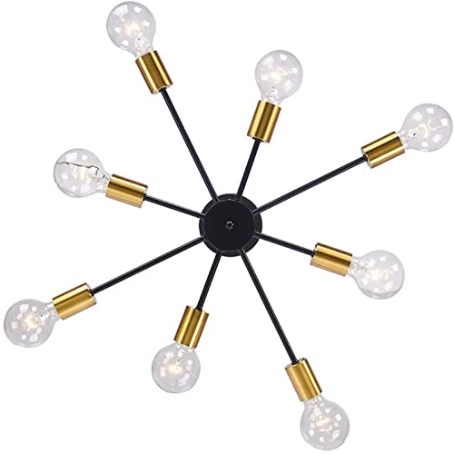Suspension plafonnier industriel métal rétro cage de plafond 8 lumières E27 salon