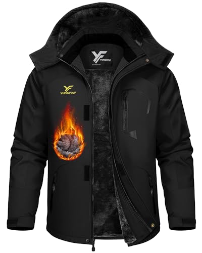 Yufawow Men Winter Jacket Work Coat Waterproof Windbreaker Heavy ...