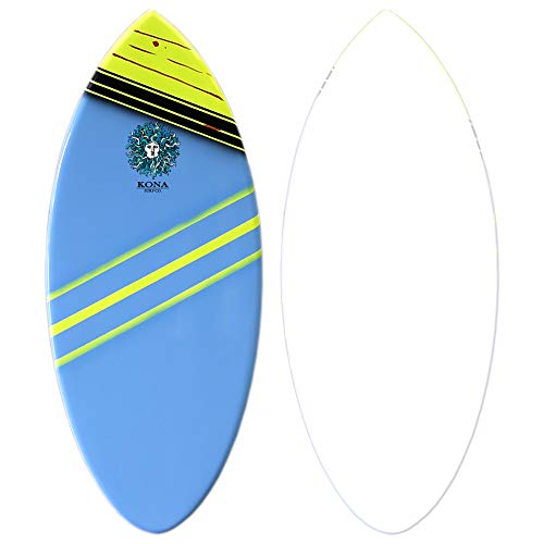 KONA SURF CO. Torpedo Epoxy Skimboard for Kids and Adults in Blue/Lime Spray
