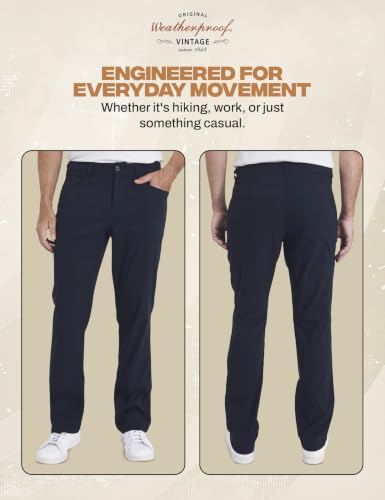Image of Weatherproof Vintage Casual Hiking Pants for Men - Lightweight Stretch Travel Mens Work Pants with Utility Cargo Pocket