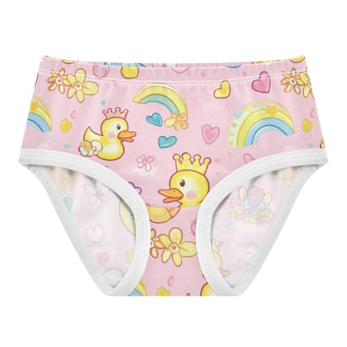 Wusikd Funny Ducks Girls' Underwear Cotton Hearts Flowers Girls Briefs Soft Toddler Underwear 2T