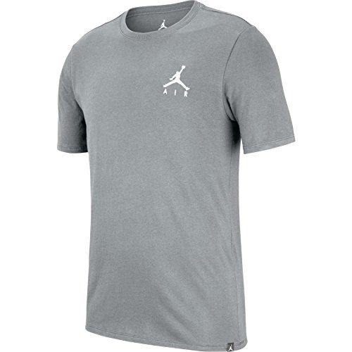 Jordan Nike Mens Air Embroidered T-Shirt Carbon Heather/White Ah5296-091 Size Small #TOP14