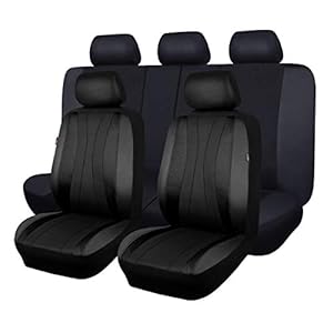 Flying Banner Universal PVC Mesh Car Seat Covers Full Set with Airbag Compatible (Black)