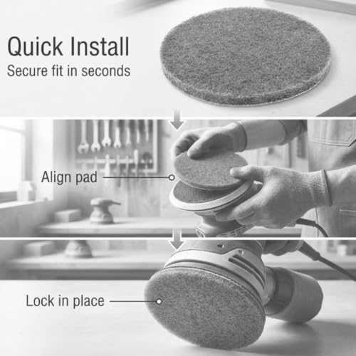 Image of 20 Pcs 5 inch Drill Brush Scrubber Scouring Pads | 800 Grit, Hook & Loop Power Scrubber Scouring for Rotary Tools, Random Orbital Sander (Grey)
