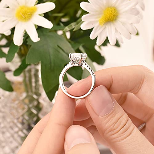 Sheloves 3 Carat Emerald Cut Engagement Rings For Women Aaaaa White Cz 925 Sterling Silver Wedding Ring Sz 7 #TOP5