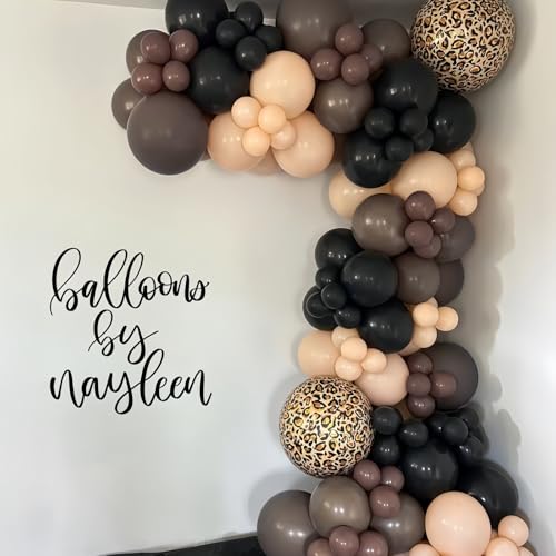 Image of Cheetah Print Balloons, Black Dark Chocolate Tan Brown White Beige Leopard Latex Balloons, Jungle Animal Balloon Cheetah Decorations for Birthday Party Bachelorette Wild One Safari Bridal Shower Decor