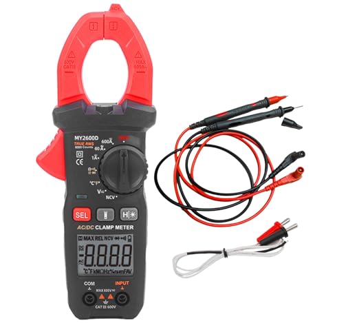 MY2600D Digital Clamp Multimeter, AC/DC Amp Volt Meter, NCV Voltage Tester, Resistance Capacitance Diode Continuity Multi Meter, Frequency, Duty Cycle, True RMS, 6000 Counts, High Voltage Protection