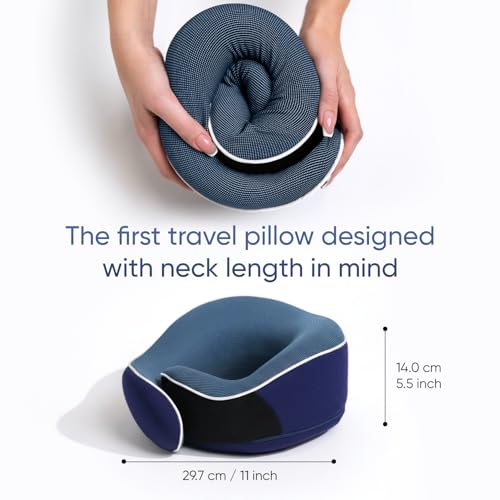 Image of Proglobe Orthopedic Neck Pillow Travel Neck Pillows for Airplanes, Memory Foam Kit, Updated Resting Material, Airplane Travel Set with 3D Contoured Eye Masks, Earplugs, and Luxury Mesh Bag (Blue)