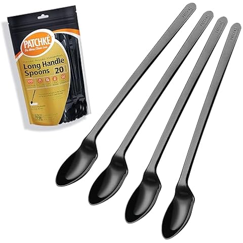 Extra Long (9-Inch) Plastic Spoons - Durable & Sturdy Disposable Plastic - for Stirring & Milkshakes Ice Cream Gelatos Floats & Ice Tea, Perfect for a Long Mayo Spoon (20 Pack) Cover