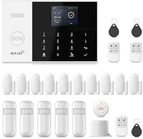 Alarm System for Home Security,24Pcs WiFi+GSM/4G No Monthly Fee W...