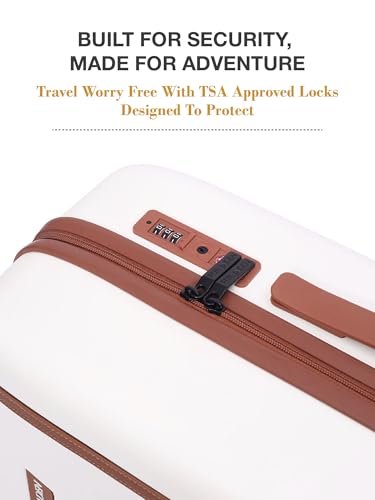 Image of FUR JADEN The Wayfarer Polycarbonate Travel Luggage Suitcase with 8 StealthTech Silent Shock Absorbing Wheels, TSA Lock & Aviation Grade Telescopic Trolley (Oyester White, Set of 3)