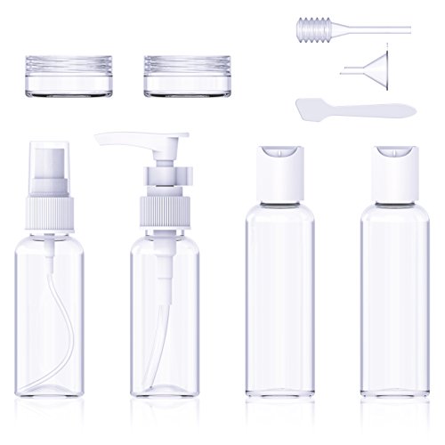 Reise Flaschen Set, Splaks 9 Stück Tragbar Reiseflasche Multi-Size-Container Kulturbeutel Transparente Travel Bottle für Shampoo, Lotion, Cream, Körperpflege, Sonnencreme