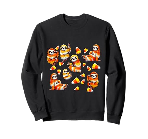 Cute Halloween Candy Corn Sloths Spooky Slow Holiday Animals Sweatshirt